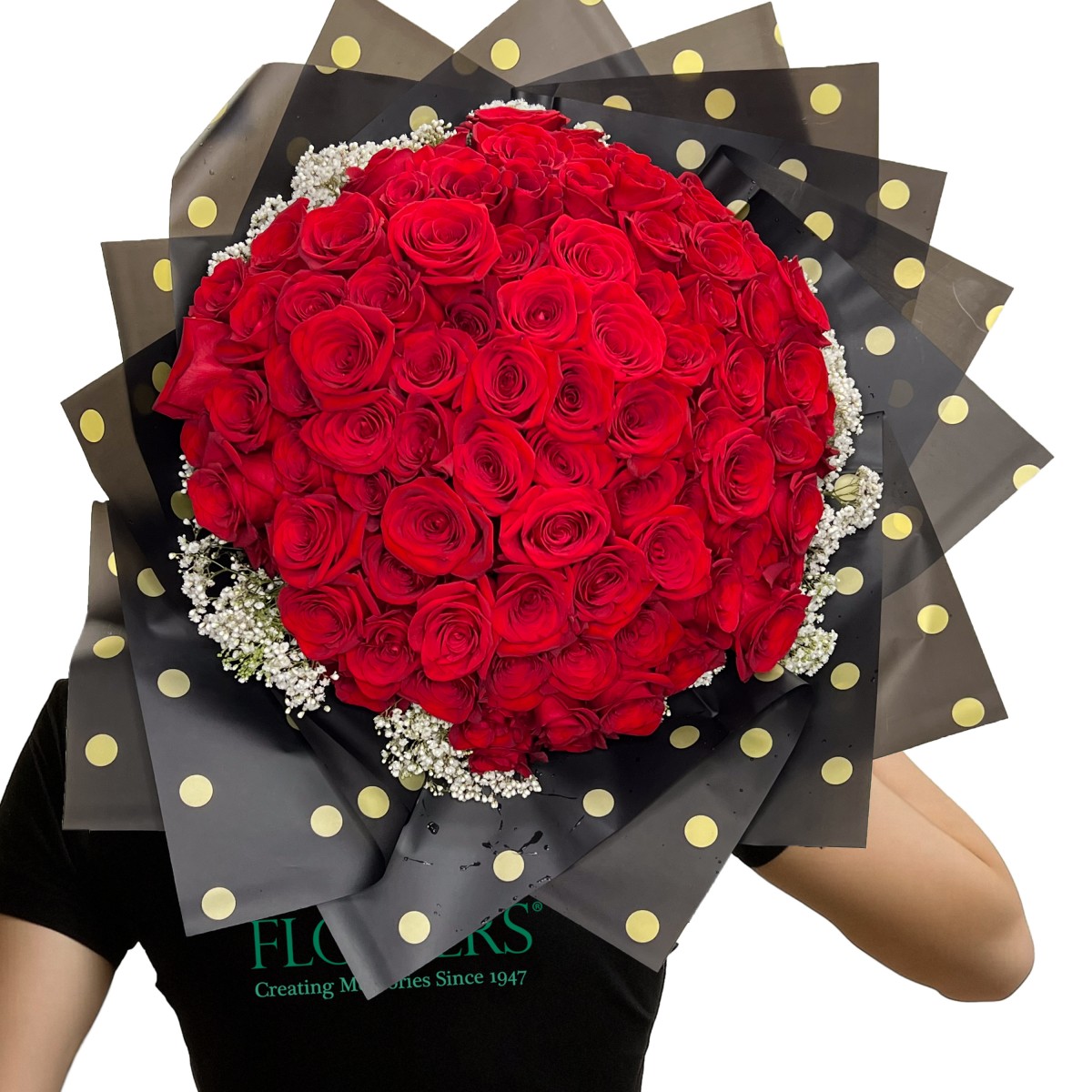 100 Roses & Baby's Breath Round Wrap