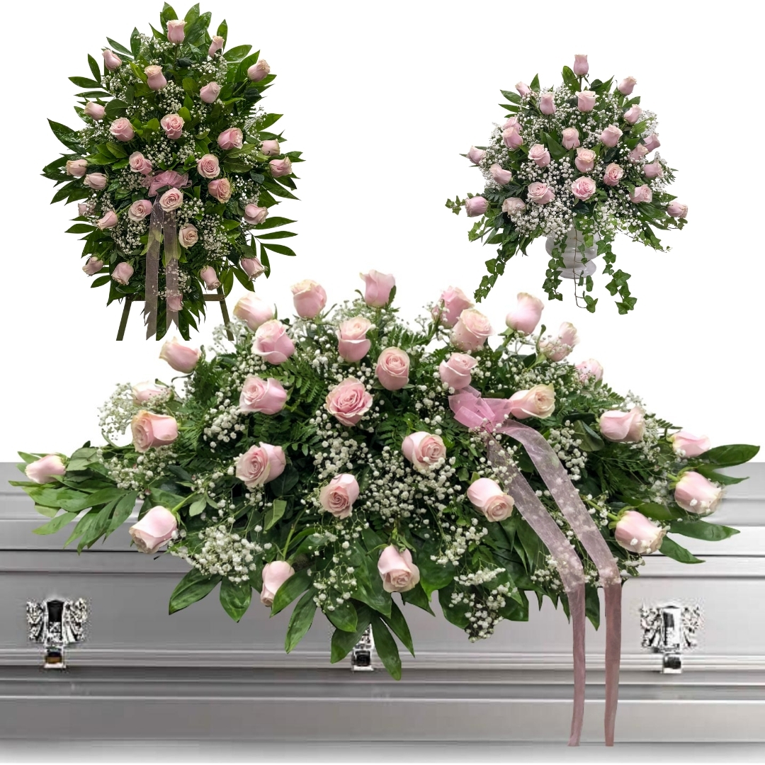 Elegant Pink Rose 3 Piece Set