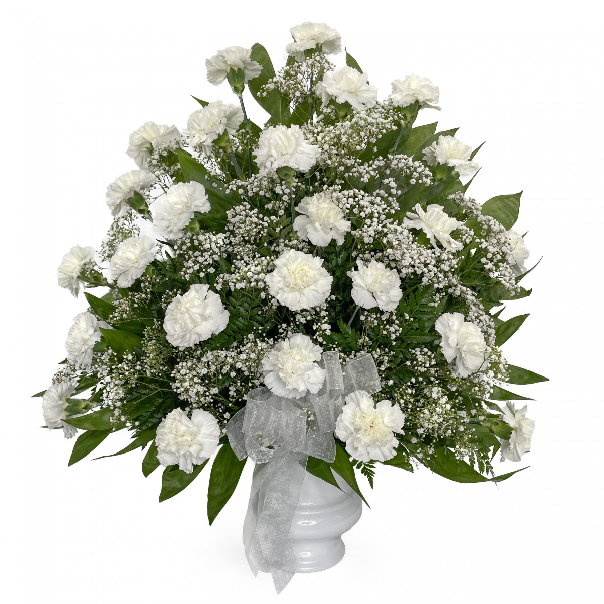 White Carnation Basket