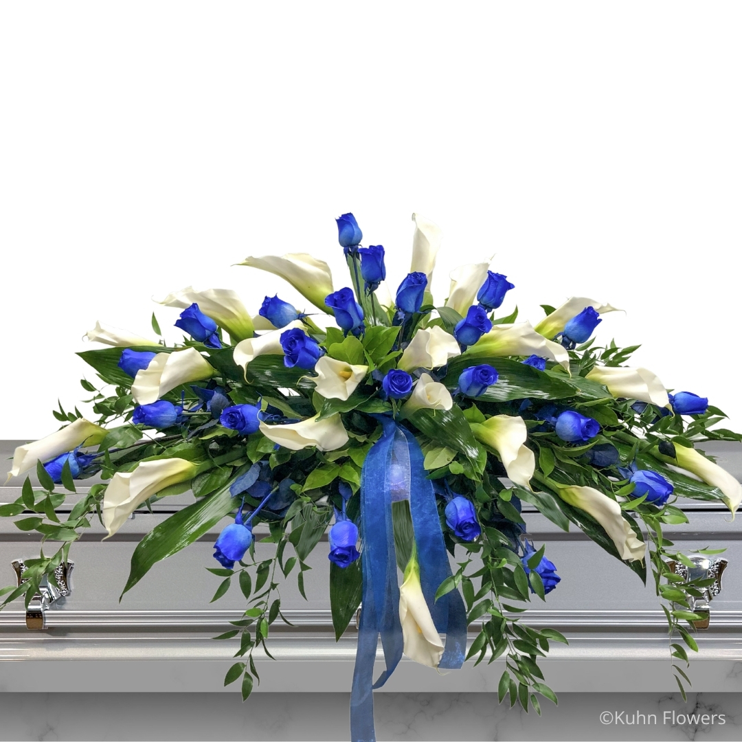 Blue Roses and Calla Lily Casket Spray